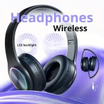 Light Emitting Wireless Headphones Colorful LED Lights Comfort Over Ear Foldable Headset With Sd Card Slot Wired For School tabl