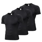 Yel 3 Pack Men Compression Shirt Short Sleeve Football Basketball Baselayer Quick Dry Undershirts Workout Gym Running T-Shirt To