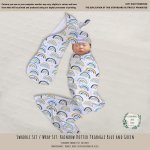 Wrap Set Swaddle Set Rainbow Dotted Triangle Blue And Green