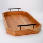 Wooden Serving Tray With Black Handles - Large