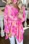 Rose Classic Leopard Print Handkerchief Hem Tunic Top - Rose / XL UK14-16 SA38-40