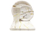 White Gold Rip Paperplate Set 40PC Set