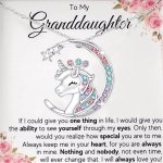 To My Granddaughter Cubic Zirconia Decor Animal Unicorn Pendant Necklace & Card Jewelry Accessories Birthday Gifts For Girls