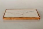 White Marble & Wood Oblong Stand 3.5X46X23CM