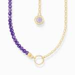 Necklace With Violet Beads Yellow-gold Plated