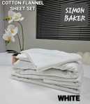 Simon Baker - Cotton Flannel Sheet Set - White - King XL Bed