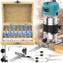 Twowin Router Tool 110V 800W Compact Wood Router Tool For Woodworking Electric Hand Trimmer 1/4" Collets Palm Wood Router Tools Laminate Trimmer + T