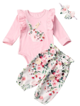 Pink Bunny Floral And Bowknot Pants