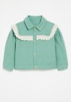 PoP Candy Lace Trim Trucker Jacket-green & White
