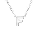 Kiara 925 Sterling Silver A-z Any Initial Letter Necklace 5X6MM 45CM Chain - F