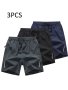 3pcs Men's Solid Fashion Active Shorts Drawstring Shorts With Zipper Pockets For Summer Training Summer Daily