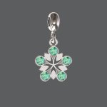 Silver Peridot Crystal Flower Charm