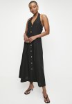 Edit Linen Blend Halter Midi Dress - Black