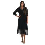 Silk And Crochet Yoke Dress - Black Free