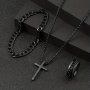 3PCS Set 1 Set Of Multifunctional Fashionable Men's Necklace Bracelet And Ring
