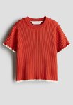 Rib-knit Top - Red