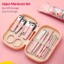 14-Piece Stainless Steel Manicure & Pedicure Kit With Modern Style Concave Edge Clippers & Grooming Tools Includes Portable Storage Case - Unscented Nail Care