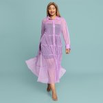 Plus Size Joy & Ash Dobby Mesh Tiered Dress - Dusty Nude Pink