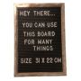 Black Plastic Letter Board - 31 X 22CM With 4 X Letter & Number Sheets