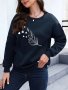 Feather Print Pullover Sweatshirt Casual Long Sleeve Crew Neck Sweatshirt For Fall & Winter Women's Clothing