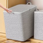 Extra-large Non-woven Fabric Storage Bin - Perfect For Clothes Toys & More Easy-access Zippered Organizer For Home Organization