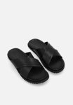 Polo Cross Over Pinpunch Leather Sandal - Black