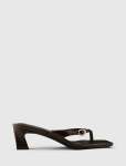 Belinda 2 Buckle Detail Thong Heeled Sandal - 40 Chocolate Brown