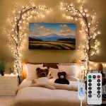1PC 72 96LEDS Bendable Willow Vine Lights White Birch Tree Light 8MODES Rattan Tree Decorative Light Night Light Indoor Atmosphe