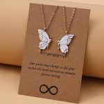 2PCS SET Butterfly Matching Necklace Couple Friendship Neck Jewelry Gift For Women Bestie Bff