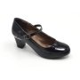 Ladies& 39 High Gloss Courts With Strap Black Size 4
