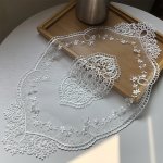 1PC Polyester Lace Coaster Elegant Table Placemat For Home Kitchen Dining Table Pad Rectangular Table Top Embroidered With Flora