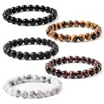 1PC Obsidian Bracelet Men And Women Couple Students Hand Jewelry Beads Tiger Eye Volcano Bracelet