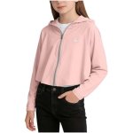 Girls Uv Sun Protection Cropped Shirt Upf 50+ Breathable Cooling Shirt With Hood Lightweight Zip Up Long Sleeve Hoodie Pink
