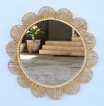 Round Scolloped Cane Mirror 79CM