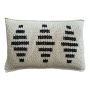 Zulu Pattern 1 Knitted Cotton Twine With Cross Stitch Embroidery - 70 X 45CM / Charcoal On Natural