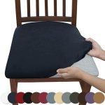 1PC High Elastic Dining Chair Seat Cover Wrinkle-resistant Soft Fabric Slipcover Machine Washable Furniture Protector Suitable F