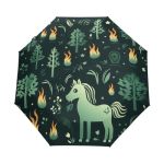 Kaaviyo Doodle Cartoon Horse Umbrella Windproof Automatic Foldable Umbrells Auto Open Close For Men Women Kids