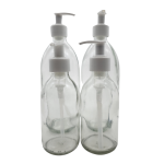 4 Piece Bathroom Soap & Conditioner Set - Clear With White Pump Dispensers