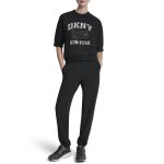 Cotton Blend Terry Short Sleeve Logo High-low Tee -black