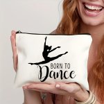 'born To Dance' Dual-sided Print Canvas Makeup Bag - Durable & Fade-resistant Stylish Zippered Cosmetic Pouch Perfect Gift For S