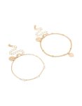 Goldair Gold White Stone & Heart Charm Bracelets 2-PACK