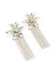 Silver Diamante Flower Drop Earrings