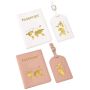 2 Sets Of World Map Golden Design Passport Case And Luggage Tag
