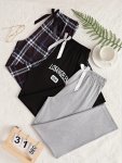 3-PACK Women's Pajama Pants Casual Long Lounge Pants Plaid Print Comfortable Elastic Waistband With Drawstring Sleepwear Bottoms