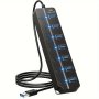 1PC 7 PORTS/4 Ports USB 2.0 Adapter Hub Power On/ Off Switch For Pc/laptop With LED Light Optional