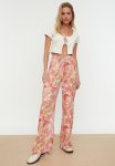 High Rise Floral Pants - Powder Pink