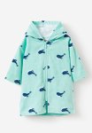 Cotton On Baby Zip Through Hooded Towel - Barber Blue whales