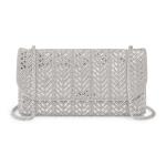 Silver Brocade Diamante Clutch Bag