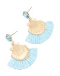 Goldair Gold Shell Blue Raffia Diamante Earrings