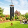 Classic Black Aluminum Wind Chimes With 6 Metal Tubes - Perfect For Garden Balcony & Patio Decor | Ideal Gift For Birthdays Valentine's Mother's Day & More